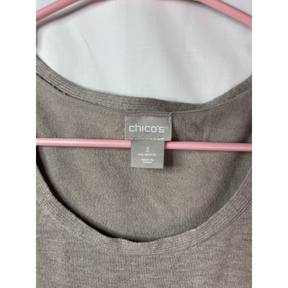Chico's Women's Size 3 XL Easywear Knit Tank Top Tan Casual Beach Coastal - Picture 7 of 8